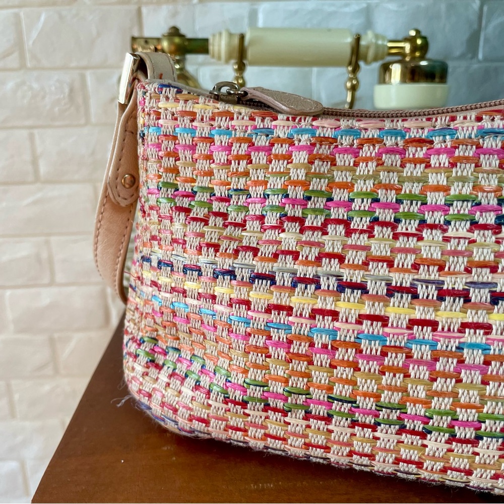 Vintage 90s Y2K Liz Claiborne Rainbow Woven Mini Purse Shoulder Bag - Picture 2 of 14